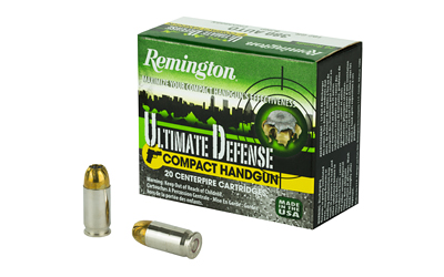 Remington Compact Ultimate Home Defense, 380 ACP, 102 Grain, Brass Jacketed Hollow Point, 20 Round Box 28964