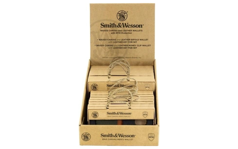 Smith & wesson men's wax canvas wallet gift set display 12/ct