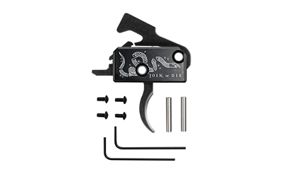 Rise Armament Super Sporting Trigger, Join or Die, Curved Trigger, Anodized Finish, Black, Includes Anti-Walk Pins RA-140-JOD