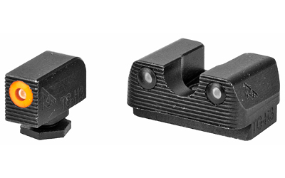 Rival Arms Tritium 3 Dot Front/Rear Green Night Sight For Glock 17/19, Orange Front Sight Ring, Black Nitride Quench-Polish-Quench (QPQ) Finish RA-RA1A231G