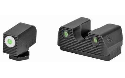 Rival Arms Tritium 3 Dot Front/Rear Green Night Sight For Glock 42/43, White Front Sight Ring, Black Nitride Quench-Polish-Quench (QPQ) Finish RA-RA2B231G