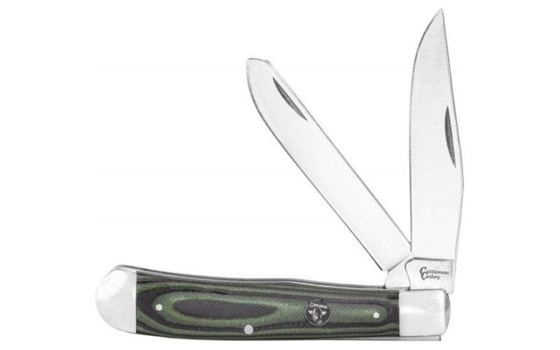 Cattleman knife cowhand trapper - green- 2 blade (4.125in / 3.25in)