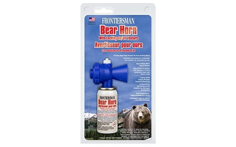 Sabre Alarm, Frontiersman Bear Horn w/ On/Off Locking Top to Prevent Accidental Deployment, Blue F-LH-01