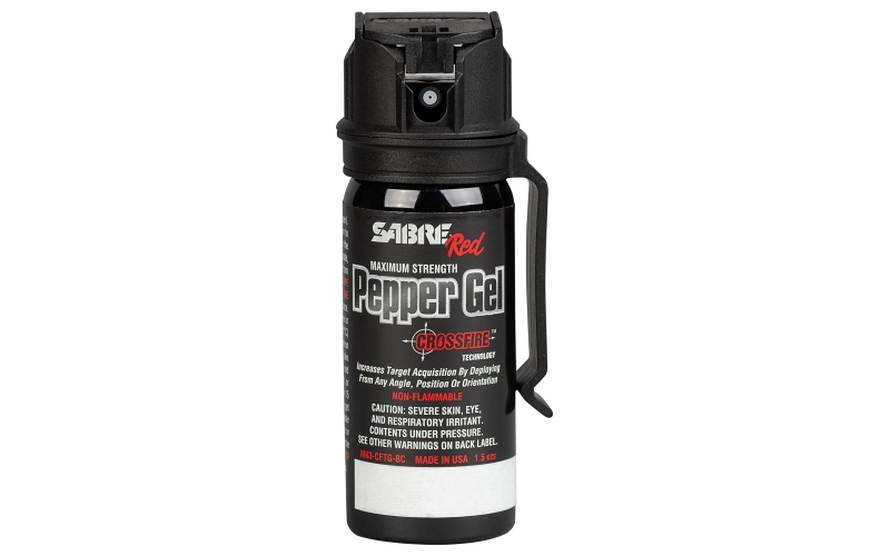 Sabre Crossfire, 1.8 oz Crossfire Pepper Gel w/ Belt Clip, Black MK3-CFTG-BC