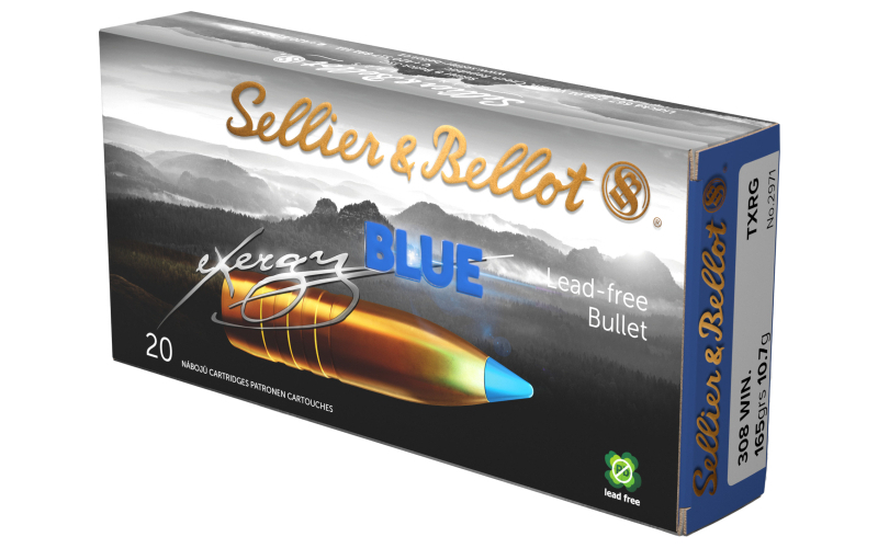 Sellier & Bellot Exergy Blue Bullet, Rifle Ammunition, 308 Winchester, 165 Grains, Lead Free Tipped Boat Tail, 20 Rounds per Box, 240 Rounds per Case SB308XA