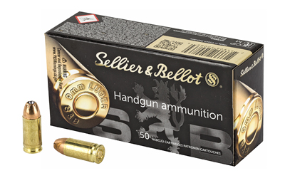 Sellier & Bellot Pistol, 9MM, 124 Grain, Jacketed Hollow Point, 50 Round Box SB9D