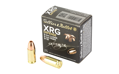 Sellier & Bellot XRG, 9MM, 100 Grain, Jacketed Hollow Point, 25 Round Box SB9XA
