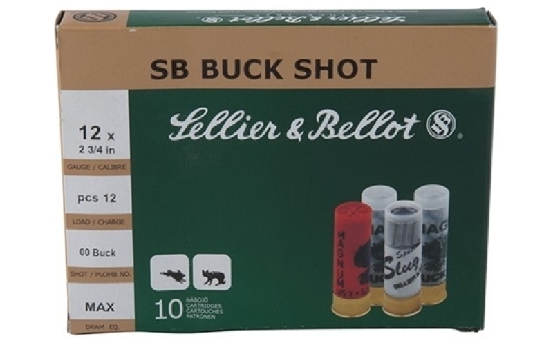 Sellier & Bellot Sellier & bellot 12ga 2-3/4 1-1/8oz #1 buck 12 pellets 25/bx