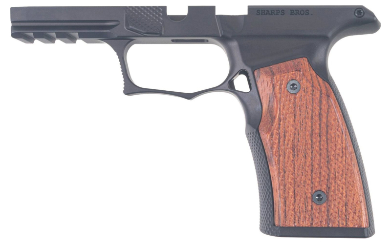 Sharps Bros. Grip Module, Fits Sig P365X Macro with No Manual Safety, Anodized Finish, Black, Brazilian Cherry Wood Grips SBGM05