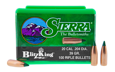 Sierra Bullets BlitzKing, .204 Diameter, 20 Caliber, 39 Grain, Ballistic Tip, 100 Count 1039
