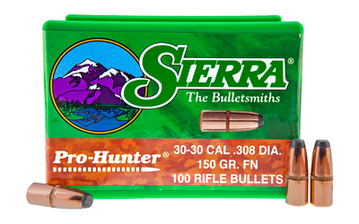 Sierra Bullets Pro Hunter, .308 Diameter, 30-30 Caliber, 150 Grain, Flat Nose, 100 Count 2000