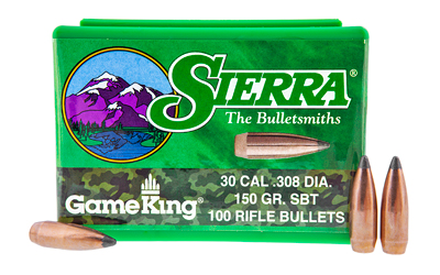 Sierra Bullets GameKing, .308 Diameter, 30 Caliber, 150 Grain, Spitzer Boat Tail, 100 Count 2125