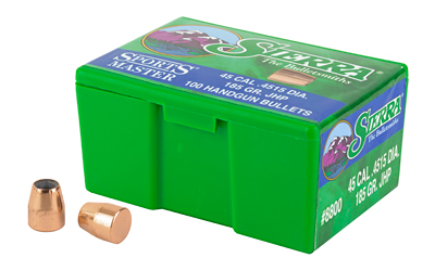Sierra Bullets Sports Master, .450 Diameter, 45 ACP, 185 Grain, Jacketed Hollow Point, 100 Count 8800