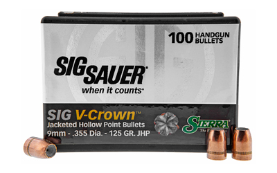 Sierra Bullets V-Crown, .355 Diameter, 9MM, 125 Grain, Jacketed Hollow Point, 100 Count 9925