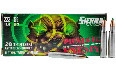 Sierra Bullets Prairie Enemy, 223 Remington, 55Gr, BlitzKing, 20 Round Box A1455--09