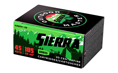 Sierra Bullets Outdoor Master, 45 ACP, 185Gr, Jacketed Hollow Point, 20 Round Box A8800--29