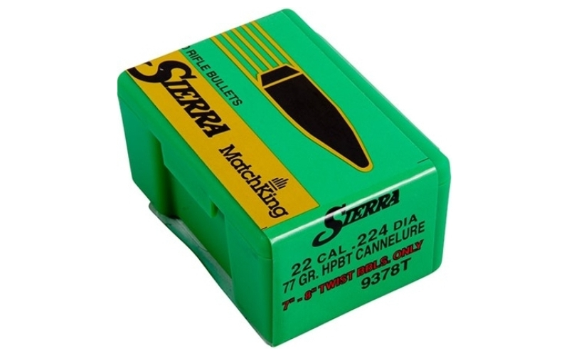 Sierra Bullets 22 caliber (0.224'') 77gr cannelure hpbt 50/box
