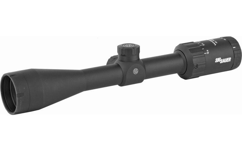 Sig Sauer Whiskey3 Rifle Scope, 4-12x40mm, 1", SFP, Quadplex Reticle, 0.25 MOA Adjustments, Black SOW34202