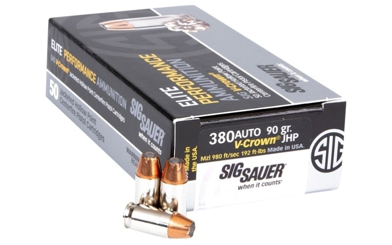 Sig Sauer 380 acp 90gr jacketed hollow point 20/box