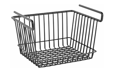 SnapSafe Hanging Shelf Basket, 11.75"W x 7.5"H x 9"D Holds Up To 40lbs., Black Finish 76011