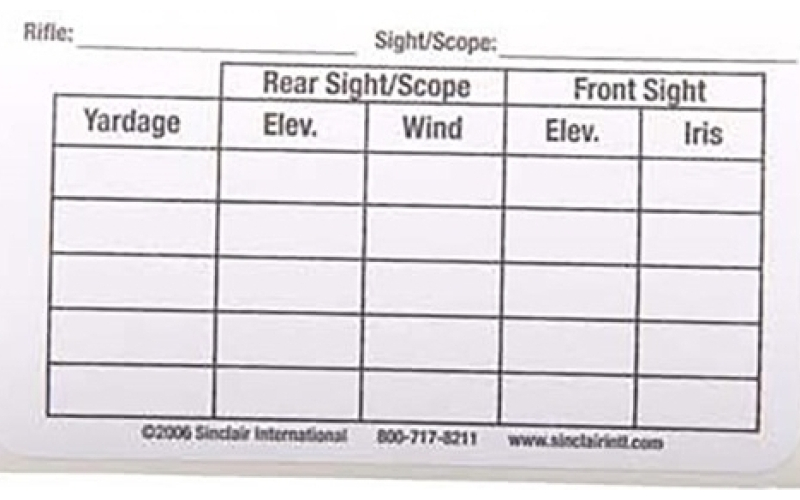 Sinclair International Sight/yardage labels 25 pack