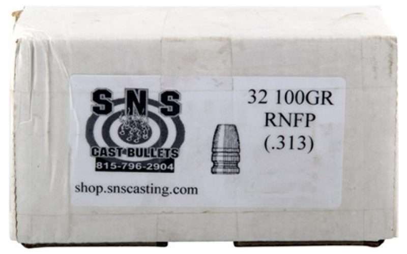 Sns Cast Bullets 32 cal (.313'') 100gr rnfp lead bullets 500/box