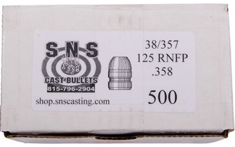 Sns Cast Bullets 38 cal (.358'') 125gr rnfp lead bullets 500/box