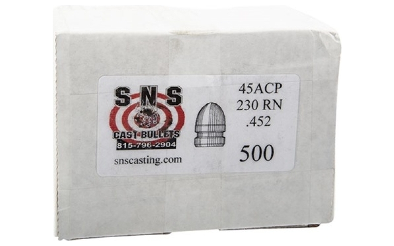 Sns Cast Bullets 45 cal (.452'') 230gr rn lead bullets 500/box