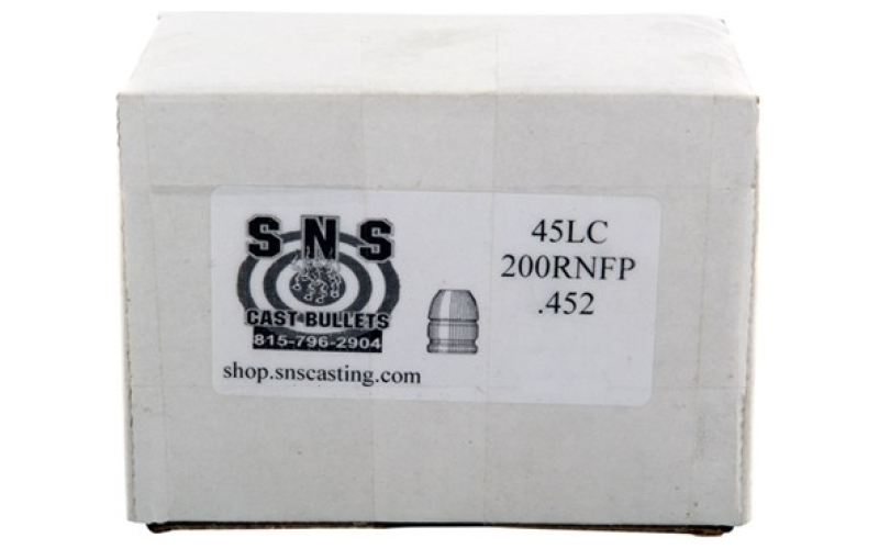 Sns Cast Bullets 45 cal (.452'') 200gr rnfp lead bullets 500/box