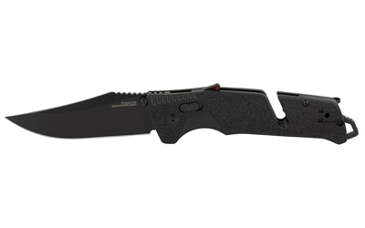 SOG Knives & Tools Trident AT, Folding Knife, 3.7" Straight Clip Point, Black Handle, D2 Steel, Titanium Nitride Finish, Black SOG-11-12-05-41