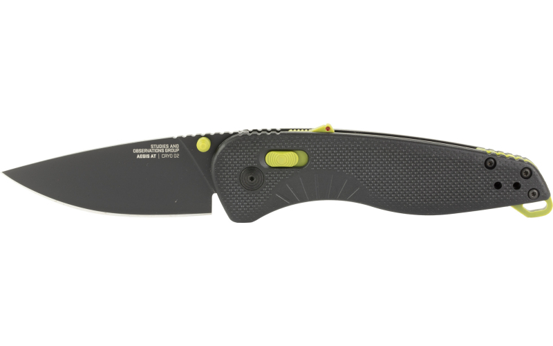 SOG Knives & Tools Aegis AT, 3.13" Folding Knife, Drop Point Straight Edge, Glass Reinforced Nylon Handle, Cryo D2 Steel, Black and Moss SOG-11-41-11-41