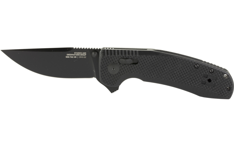 SOG Knives & Tools SOG TAC XR, 3.39" Folding Knife, Clip Point Straight Edge, G10 Handle, Cryo D2 Steel, Black Titanium Nitride Finish, Black SOG-12-38-01-41