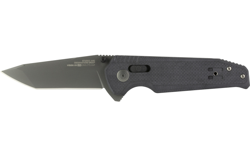 SOG Knives & Tools Vision XR, Folding Knife, 3.36" Tanto Point Straight Edge, G10 Handle, Cryo CTS XHP Steel, Titanium Nitride Finish, Black SOG-12-57-07-57