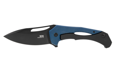 SOG Knives & Tools Bulwark FL, Folding Knife, 3" Drop Point Straight Edge, Micarta Handle Blue, PVD Finish, D2 Construction SOG-14-24-01-57