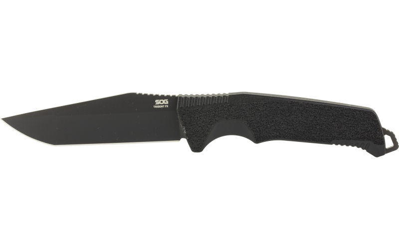 SOG Knives & Tools Trident FX, 4.2" Fixed Blade Knife, Tanto Point Straight Edge, Glass Reinforced Nylon Handle, Cryo 4116 Steel, Titanium Nitride Finish, Black, Includes Nylon Sheath SOG-17-12-01-57