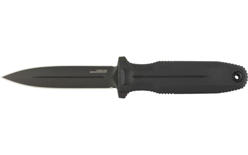 SOG Knives & Tools Pentagon FX, 4.77" Fixed Blade Knife, Spear Point Straight Edge, G10 Handle, CPM S35VN Steel, Black Titanium Nitride Finish, Black, Includes Nylon Sheath SOG-17-61-01-57