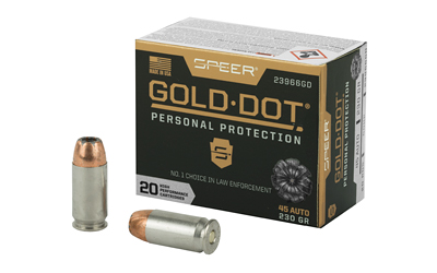 Speer Ammunition Speer Gold Dot, Personal Protection, 45ACP, 230 Grain, Hollow Point, 20 Round Box 23966GD