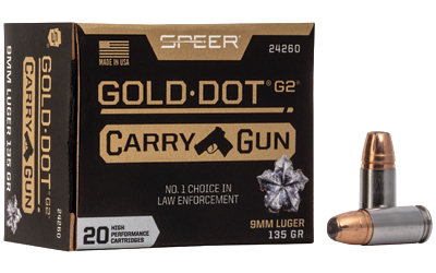 Speer Ammunition Speer Gold Dot, 9MM, 135Gr, Gold Dot Hollow Point, 20 Round Magazine 24260