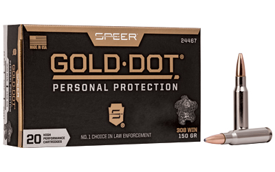 Speer Ammunition Speer Gold Dot, 308 Winchester, 150Gr, Gold Dot Hollow Point, 20 Round Box 24467