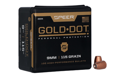 Speer Ammunition Gold Dot, .355 Diameter, 9MM, 115 Grain, Hollow Point, 100 Count 3994