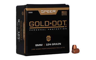Speer Ammunition Gold Dot, .355 Diameter, 9MM, 124 Grain, Hollow Point, 100 Count 3998