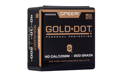 Speer Ammunition Gold Dot, .400 Diameter, 40 S&W, 200 Grain, Hollow Point, 100 Count 400200GDB