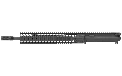 Spike's Tactical Complete Upper Receiver, 223 Rem/556NATO, 14.5" Barrel (16" OAL with Pinned Brake), Mid-length Gas System, Fits AR Rifles, Black, Flat Top Receiver, No Sights, 12" CRR Quad Rail, Dynacomp Muzzle Brake, No Mags STU5050-CQ2D