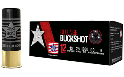 Stars and Stripes Defense Ammunition 12 Gauge 2.75", Buckshot, 9 Pellets, 10 Round Box CBUCK9