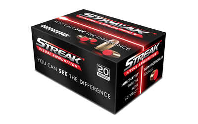STREAK Ammunition Visial Ammunition, 40 S&W, 180 Grain, Total Metal Coating, Non-Incendiary Tracer, 20 Round Box 40180TMC-STRK-RED