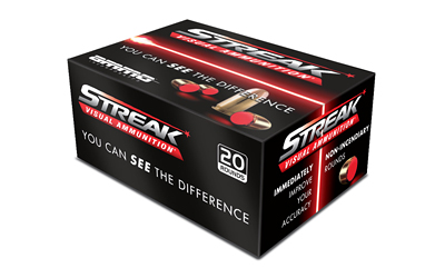 STREAK Ammunition Visual Ammunition, 9MM, 115 Grain, Total Metal Coating, Non-Incendiary Tracer, 20 Round Box 9115TMC-STRK-RED