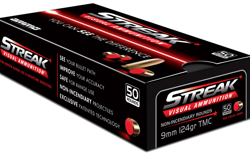 STREAK Ammunition Visual Ammunition, 9MM, 124Gr, Total Metal Coating, Tracer, 50 Round Box 9124TMC-STRK-RED-50