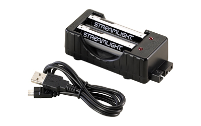 Streamlight Rechargeable, Charging Kit, 2x SL-BL26 USB Batteries, USB Cord, Charging Base, Black 22010