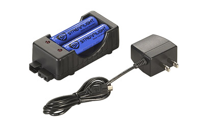 Streamlight 18650 Charger, Flashlight, Charging Cradle w/ 18650 Lithium ion Batteries, Black 22011