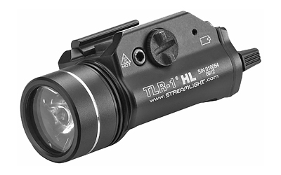 Streamlight TLR-1 HL, High Lumen Rail Mounted Tactical Light, C4 LED, 1000 Lumens, Strobe, Black, 2x CR123 Batteries 69260